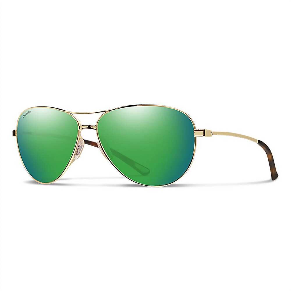 NEW SMITH women's langley chromapop polarized sunglasses in gold / green mirror